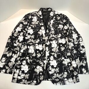 INC International Concepts Black and White Floral Blazer